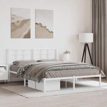 vidaXL Bedframe met hoofdbord metaal wit 160x200 cm, Verzenden, Nieuw