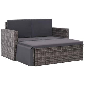 vidaXL 2-delige Loungeset met kussens poly rattan grijs, Verzenden, Nieuw, Loungeset