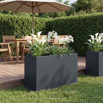 vidaXL Plantenbak Antraciet 80 x 40 x 50 cm Koudgewalst, Tuin en Terras, Bloempotten, Verzenden, Nieuw
