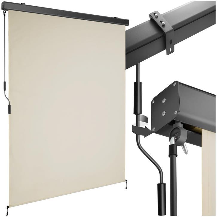 Zonnescherm Eloise met 2 wandhouders - 140 x 250 cm, beige, Tuin en Terras, Zonneschermen, Verzenden