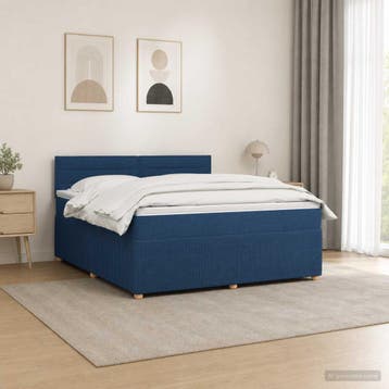 vidaXL Boxspringbed met matras met hoofdeinde Blauw 160 x, Verzenden, Nieuw