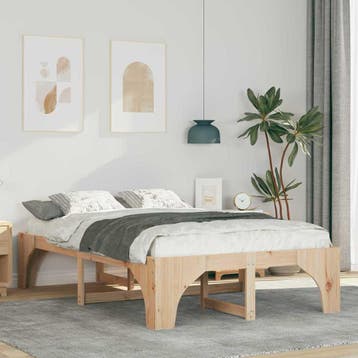 vidaXL Bedframe Bruin 135 x 190 cm Massief grenenhout, Verzenden, Nieuw