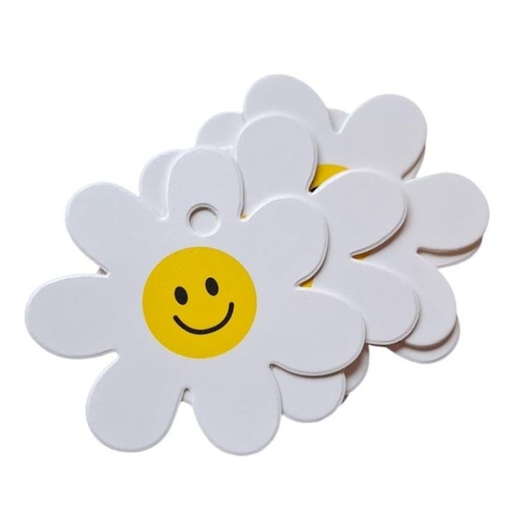5x Madelief smiley label (Sets, Cadeaulabels), Diversen, Wenskaarten, Nieuw, Verzenden