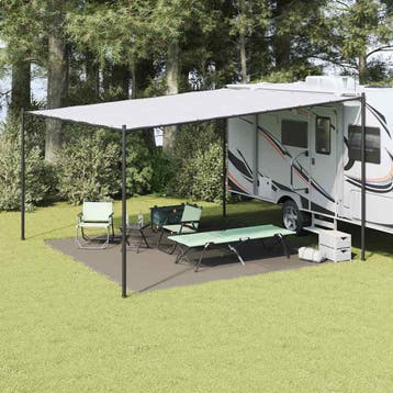 vidaXL Tenttapijt Lichtgrijs 400 x 400 cm Polyetheen, Caravanes & Camping, Accessoires de tente, Verzenden
