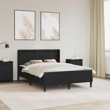vidaXL Bedframe met matras Zwart 140 x 190 cm Kunstleer, Huis en Inrichting, Slaapkamer | Matrassen en Bedbodems, Verzenden, Nieuw