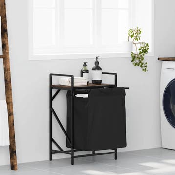 vidaXL Wasmand 1 vak met plank gerookt eikenkleurig, Verzenden