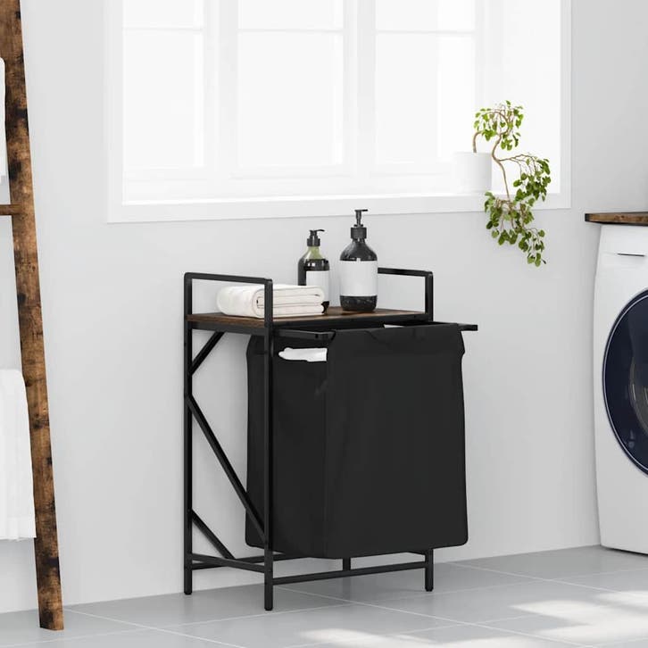 vidaXL Wasmand 1 vak met plank gerookt eikenkleurig, Maison & Meubles, Accessoires pour la Maison | Autre, Envoi