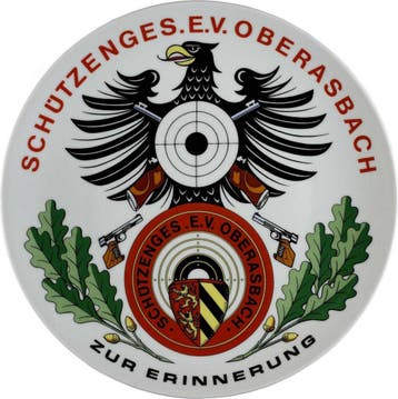 Weißer Porzellanteller mit Farbdekor ohne Jahr Schuetzenm.., Verzenden