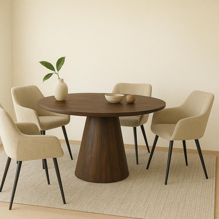 Mangohouten eettafel Mick rond bruin 110cm, Maison & Meubles, Tables | Tables à manger, Envoi