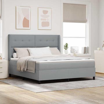 vidaXL LED Box Spring Bed met hoofdeinde Lichtgrijs 180 x, Huis en Inrichting, Verzenden, Nieuw
