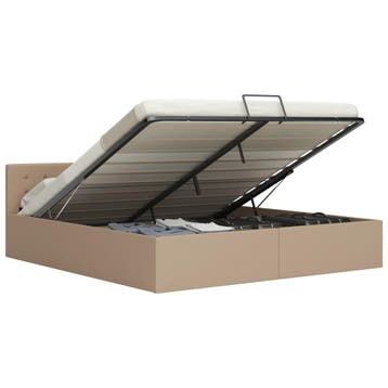 vidaXL Bedframe met opslag hydraulisch kunstleer cappuccino, Verzenden