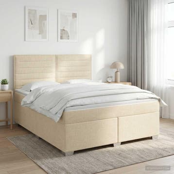 vidaXL Boxspringbed met matras Crèmekleurig 140 x 190 cm, Verzenden