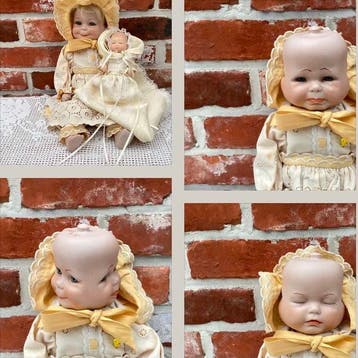 Gesigneerd F.S - Poupée Vintage 3 Face Doll met dream