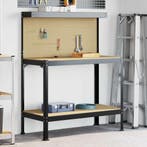vidaXL Werkbank Zwart 114 x 54 x 145 cm Samengesteld Hout en, Verzenden, Nieuw