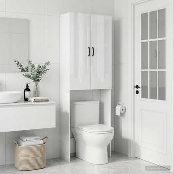 vidaXL Toiletkast HOORN Hoogglans Wit 66 x 25,5 x 190 cm, Verzenden, Nieuw