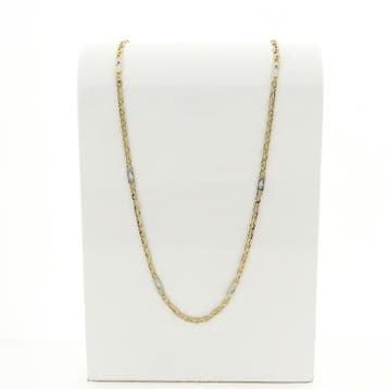 Bicolor gouden marine schakel ketting met wiebertjes, Ophalen of Verzenden