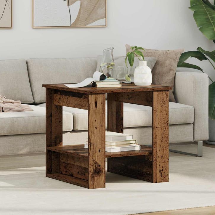 vidaXL Salontafel Oudhout 51 x 50 x 50 cm Bewerkt hout, Huis en Inrichting, Tafels | Salontafels, Nieuw, Verzenden