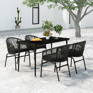 vidaXL 5-delige Tuinset zwart, Verzenden, Tuinset