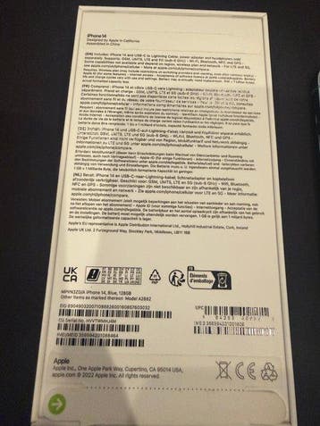 Apple iPhone 14 128GB - Mobiele telefoon - In originele, Nieuw