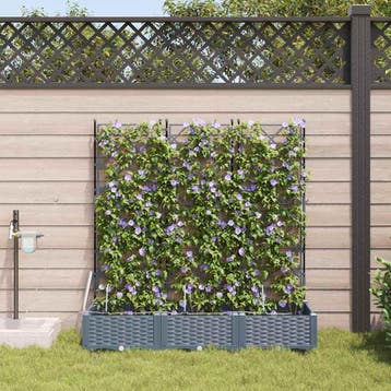 vidaXL Plantenbak 3 st Lichtgrijs 120 x 40 x 126 cm PP, Tuin en Terras, Verzenden, Nieuw