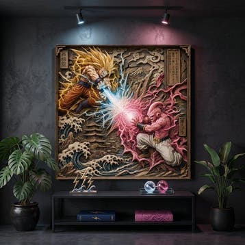 daveY - GOKU SSJ3 vs KID BUU x WOODEN CARVING, Nieuw