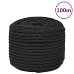 vidaXL Boottouw 12 mm 100 m polypropeen zwart, Verzenden, Nieuw