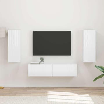vidaXL Tv-meubelset 2 st Hoogglans wit Bewerkt hout, Huis en Inrichting, Verzenden, Nieuw