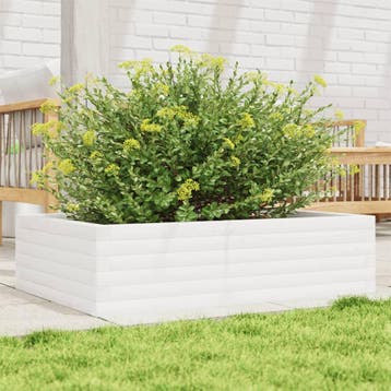 vidaXL Plantenbak 90x60x23 cm massief grenenhout wit, Verzenden