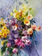 Ekaterina Dzuba (1982) - Bouquet Impressionniste, Antiek en Kunst