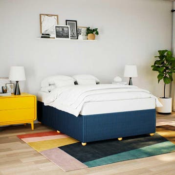 vidaXL Bedframe zonder matras stof blauw 140x190 cm, Verzenden