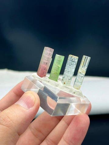 toermalijn en aquamarijn Kristalen - Hoogte: 23 mm -