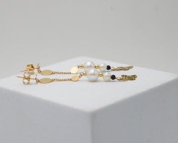 Oorbellen - 18 karaat Geel goud Parel - Spinel, Handtassen en Accessoires, Oorbellen, Nieuw
