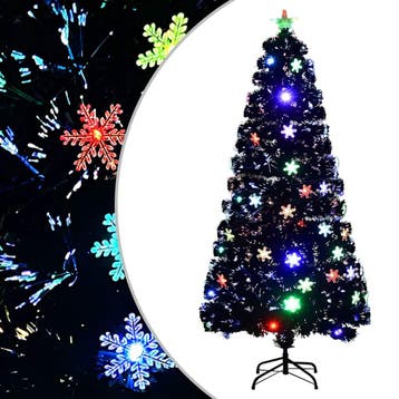 vidaXL Kerstboom met LED-sneeuwvlokken 150 cm glasvezel, Verzenden, Nieuw