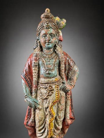 Beeld, 34 cm! Krishna - late 19th c. - South India - 34 cm -