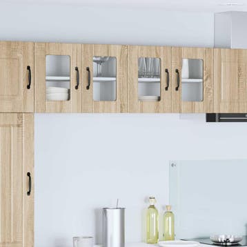 vidaXL Wandglas Kasten PORTO Sonoma Eik 60 x 31 x 40 cm, Verzenden