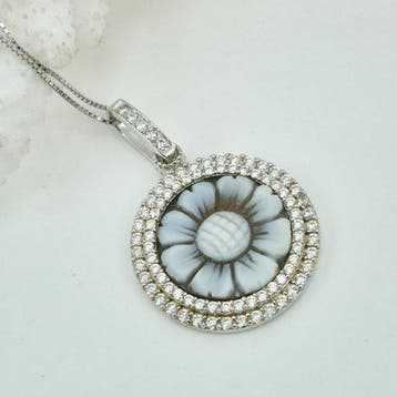 Zilver - Ketting met hanger - Handgegraveerde camee