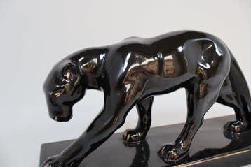 Jean - Beeld, Stappende panter - 20 cm - Aardewerk