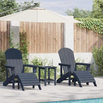 vidaXL Tuinstoel 3 st Marineblauw Polyetheen, Verzenden, Nieuw