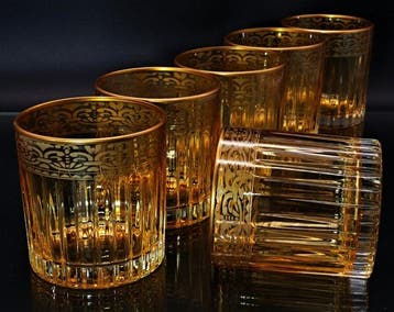 Artemisia - Drinkset (6) - Kristal, gouden zecchino - Whisky