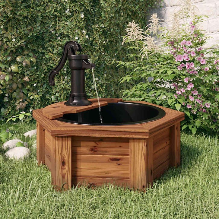 vidaXL Waterfontein met pomp 57x57x53 cm massief vurenhout, Tuin en Terras, Waterpartijen en Fonteinen, Nieuw, Verzenden