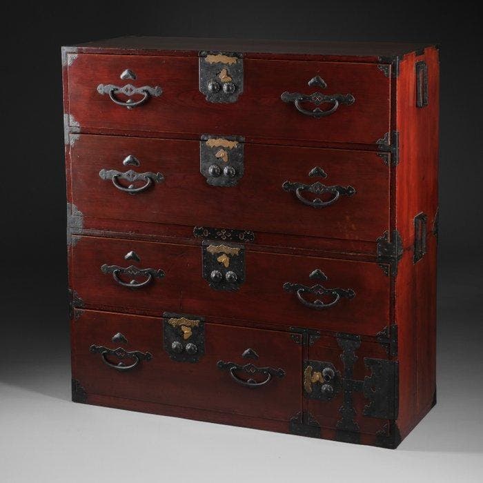 armoire à tiroirs - bois de Keyaki (Zelkova), bois de Sugi, Antiquités & Art, Antiquités | Autres Antiquités