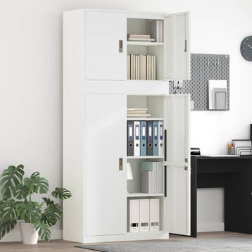 vidaXL Opbergkast 2 st Wit 90 x 40 x 210 cm Staal, Verzenden, Nieuw