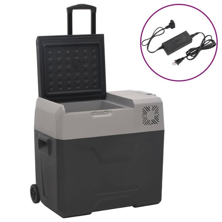 vidaXL Koelbox met wielen en adapter 50 L polypropeen zwart, Elektronische apparatuur, Koelkasten en IJskasten, Nieuw, Verzenden