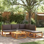 vidaXL 6-delige tuinbankset met kussens acaciahout & rotan, Tuin en Terras, Verzenden, Nieuw