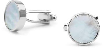 Manchetknoop Studs Rond Zilver Wit maat  Heren, Bijoux, Sacs & Beauté, Boutons de manchette, Verzenden