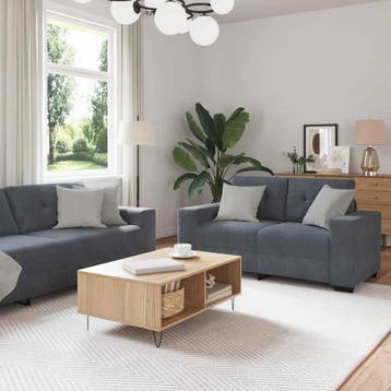 vidaXL bank / zetelstel 3 st Donkergrijs Fluweel, Huis en Inrichting, Zetels | Zetels, Verzenden, Nieuw