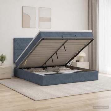 vidaXL Ottoman bed met matras Donkergrijs 140 x 200 cm, Verzenden
