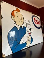 Plaque Emaillée Tintin & Milou - Esso - Émailleries