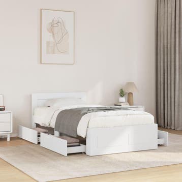 vidaXL Bedframe met hoofdeinde zonder matras 100x200 cm wit, Verzenden, Nieuw