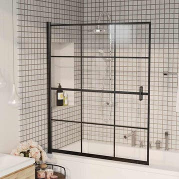 vidaXL Douchewand 116x140 cm ESG zwart, Verzenden, Nieuw
